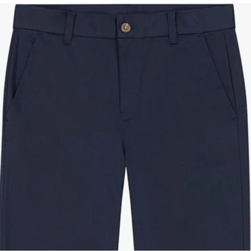 Nautica Boys' School Uniform Warp Knit Pants, Flat Front & Zipper Closure